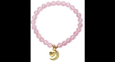 Armband aardbeienkwarts elastisch met hart/maan bedel