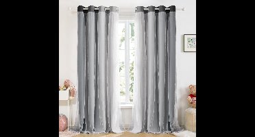 Boraboi ® Gordijnset voor Stijlvolle Verduistering en Elegantie met Luchtige Mesh Voile