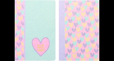 Kangaro schriften - B'LOG HEARTS - formaat A5 - met lijn - 2 stuks - AN-124170-A