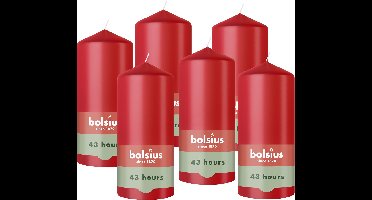 Bolsius - Gladde Stompkaarsen - 6 Stuks - Rood - 13 cm - 43 Branduren