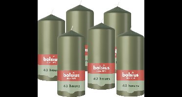 Bolsius - Gladde Stompkaarsen - 6 Stuks - Groen - 13 cm - 43 Branduren