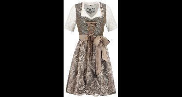 Oktoberfest Dirndl Deluxe Jacquard - Groen-Koffie - Maat 46