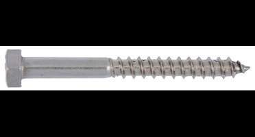 Wurth - DIN 571 roestvast staal A2 blank - Houtschroef Zeskantkop DIN 571, RVS A2 - x 100 st