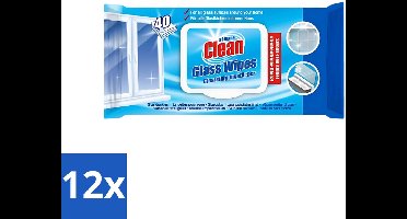 At Home - Clean - Glas Reinigingsdoekjes - Reinigt Streepvrij - 40 Doekjes - Voordeelverpakking - 12 stuks