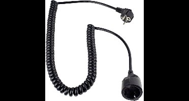 AS Schwabe 70410 Stroom Verlengkabel 16 A Zwart 2.50 m H05VV-F 3G 1,5 mm² Spiraalkabel