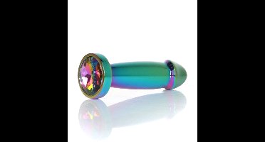 Power Escorts - Multi Colour Penis Plug Met Clear Stone - 10,2 Cm Dia 2,2 Cm