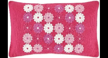 Dutch Decor MERODE - Sierkussen 30x50 cm met bloemen - fuchsia - roze - Inclusief binnenkussen