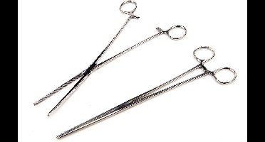 2 Stuks RVS (Kocher) Tang 250mm Rechte Bekken