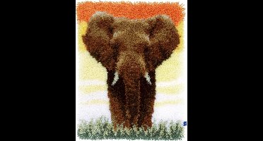 Vervaco - Knooptapijt kit - Olifant op de savanne II - PN-0150518 - Borduren - Borduurpakket - Borduurpakket volwassenen - Borduurpakket kind