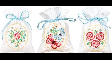 Kruidenzakje kit Rozen en vlinders set van 3 - Vervaco - PN-0154610