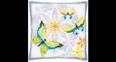 Kruissteekkussen kit Vlinders met bloemen - Vervaco - PN-0163898