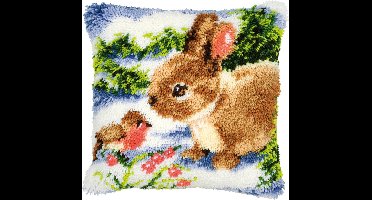 Vervaco - Knoopkussen kit - Konijn en vogeltje in de sneeuw - PN-0014136 - Borduren - Borduurpakket - Borduurpakket volwassenen - Borduurpakket kind