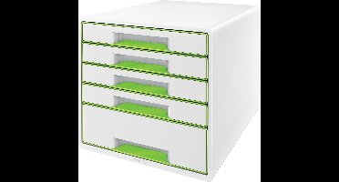 Leitz WOW Cube Ladenblok Met 5 Laden - Opberger met Vakken - Voor Kantoor En Thuiswerken - Ideaal Voor Thuiskantoor - Wit/Groen