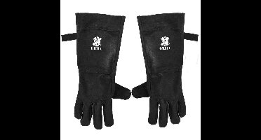 BBQ Leren Handschoenen Zwart | Barbecue Lederen Handschoen | BBQ & Oven handschoenen – Extra groot voor betere bescherming | Gevoerd