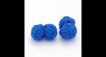 Manchetknopen - Zijden Knoop Blauw Helderblauw