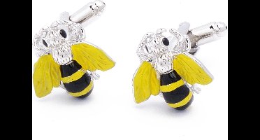 Manchetknopen - Bij Bijen Honingbij Zwart met Geel