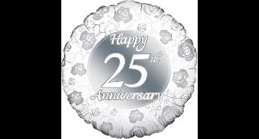 Folie ballon happy 25th anniversary 18 inch (45cm)