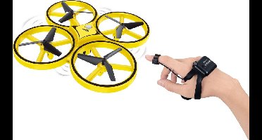 Denver Mini Drone voor Kinderen en Volwassenen - 30m Bereik - Handbesturing -  LED Licht - DRO170 - Zwart/Geel