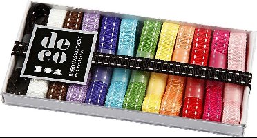 Lint collectie, B: 10 mm, diverse kleuren, 12x1 m/ 1 doos