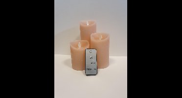OP=OP Movin Flame set van 3 kaarsen Oud Roze was dia 7.5cm