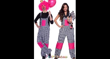Folat - Tuinbroek Zwart-Wit met Roze L/XL - Carnavalskleding - Carnavals kostuum - carnavalskleding dames - verkleedkleding
