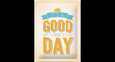 It's A Good Day Metalen wandbord in reliëf 15 x 20 cm.