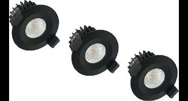 Integral Fernando inbouwspot - LED 6W warm wit 3000K - set van 3 - zwart rond IP65