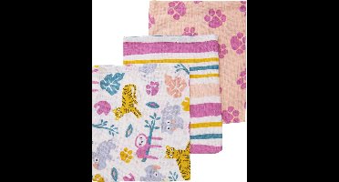 Briljant Baby Jungle Dusk Hydrofiel Washandje - 3 Stuks - Pink