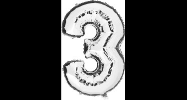 Haza Original Folieballon Cijfer "3" 92 Cm Zilver