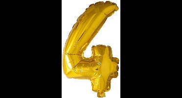 Folieballon cijfer 4 goud 41 cm