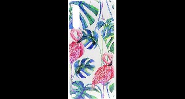 Shop4 - Geschikt voor Samsung Galaxy A50 Hoesje - Zachte Back Case Flamingo en Bladeren Transparant