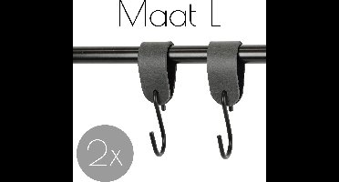 2x Leren S-haak hangers- Handles and more®  | VINTAGE GREY - maat L (Leren S-haken - S haken - handdoekkaakje - kapstokhaak - ophanghaken)