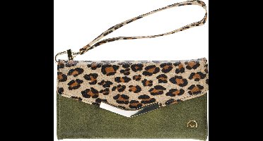 Mobilize Clutch Case hoesje geschikt voor Samsung Galaxy A13 4G - Luipaard Groen - Kunstleer