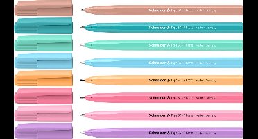 Schneider balpen - Tops 505 - penpunt F - pastel - set 8 stuks - blauwschrijvend - S-150598