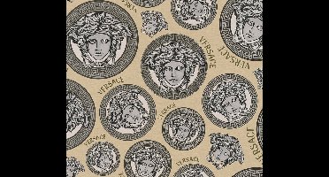 "MEDUSA HOOFD" SATIJN GLANZEND BEHANG | Design - beige zilver goud grijs - A.S. Création Versace 5