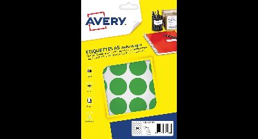 Etiket Avery A5 30mm rond     blister 240st groen