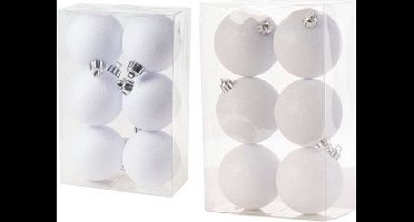 Kerstversiering set glitter kerstballen in het wit 6 en 8 cm pakket - 30x stuks