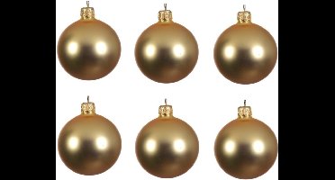 Decoris kerstballen - 6x - goud - 8 cm - glas - mat - velvet - kerstversiering