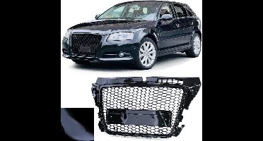 Geschikt voor Audi A3 8P Facelift vanaf 2008 t/m 2013 Sport Grill Zonder Embleem Glans Zwart Honingraat Sportback Tsi Tdi Styling