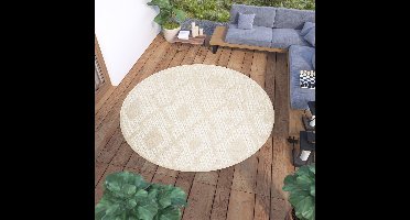Tapiso Viera Rond Tuintapijt Vloerkleed Indoor Outdoor Buiten Binnen Maat- 80x80