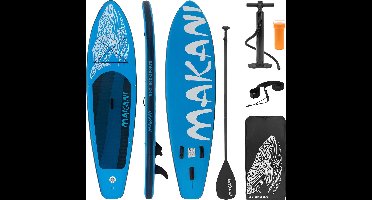 Opblaasbare Stand Up Paddle Board Makani Blauw, 320x82x15 cm, incl. pomp en draagtas, gemaakt van PVC en EVA