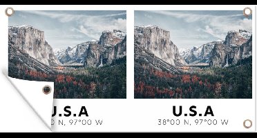 Tuinposter Yosemite - Amerika - Wyoming - Bergen - Bos - 60x30 cm - Tuindoek