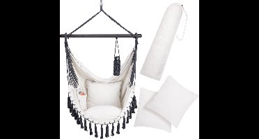 Detex Hangstoel Bohemian – Incl. Fleshouder 2 Kussens XL - Crème