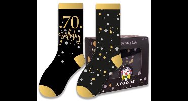 Witbaard Cadeausokken 70 Jaar Polykatoen Zwart/goud 2-delig