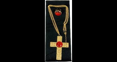 ketting en ring Sinterklaas goud/rood 2-delig