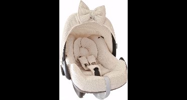 Wazzhappening - Autostoelhoes - Maxi Cosi Pebble - naturel - wafel - kiezel - hoes set - handgemaakt