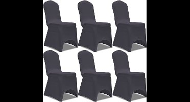 vidaXL - Stoelhoes - stretch - antraciet - 6st
