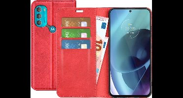 Just in Case hoesje geschikt voor Motorola Moto G71 - Hoesje met Pasjeshouder - Luxe Book Case - Rood