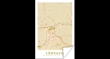 Poster Stadskaart - Lörrach - Vintage - Kaart - Plattegrond - 20x30 cm