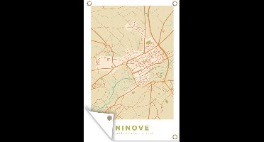 Tuindecoratie Ninove - Plattegrond - Vintage - Kaart - Stadskaart - 40x60 cm - Tuinposter - Tuindoek